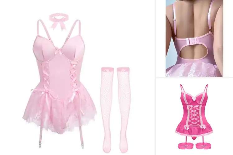 Detailed view of Best Pink Corset Lingerie Sets
